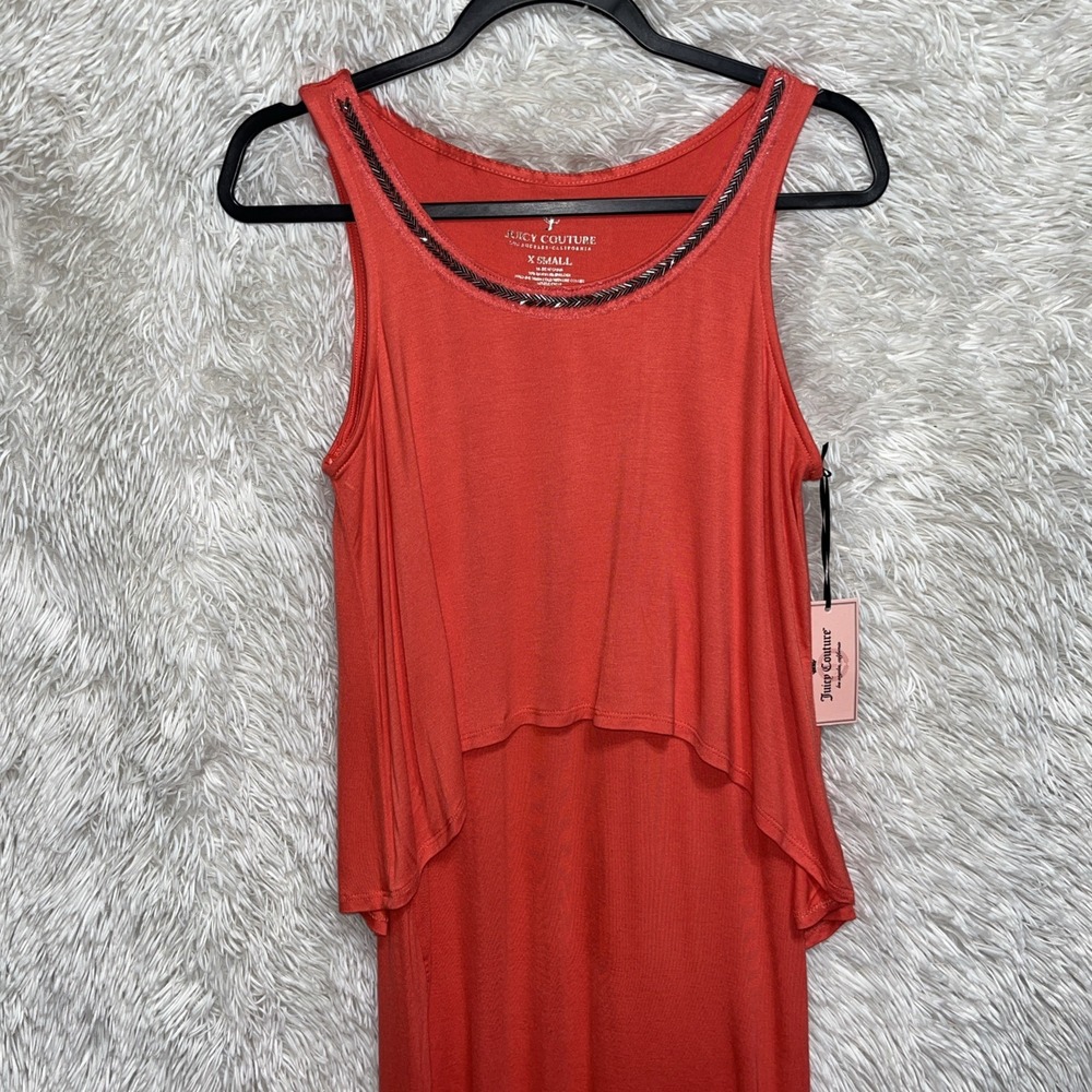 Juicy Couture Orange Embellished Neck‎ Overlay Sheath Midi Dress Women's Size XS - Picture 3 of 6